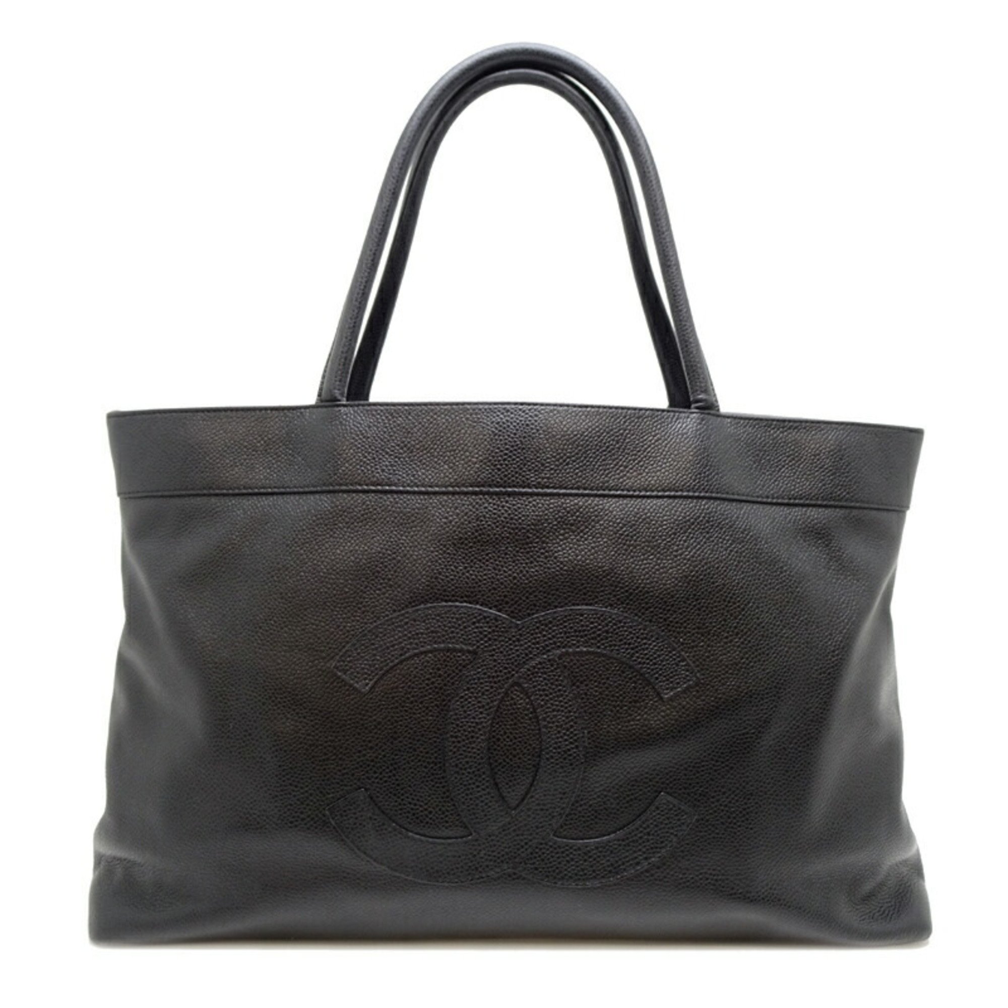 Chanel Coco Mark Tote Women's Shoulder Bag A18004 Caviar Skin Black