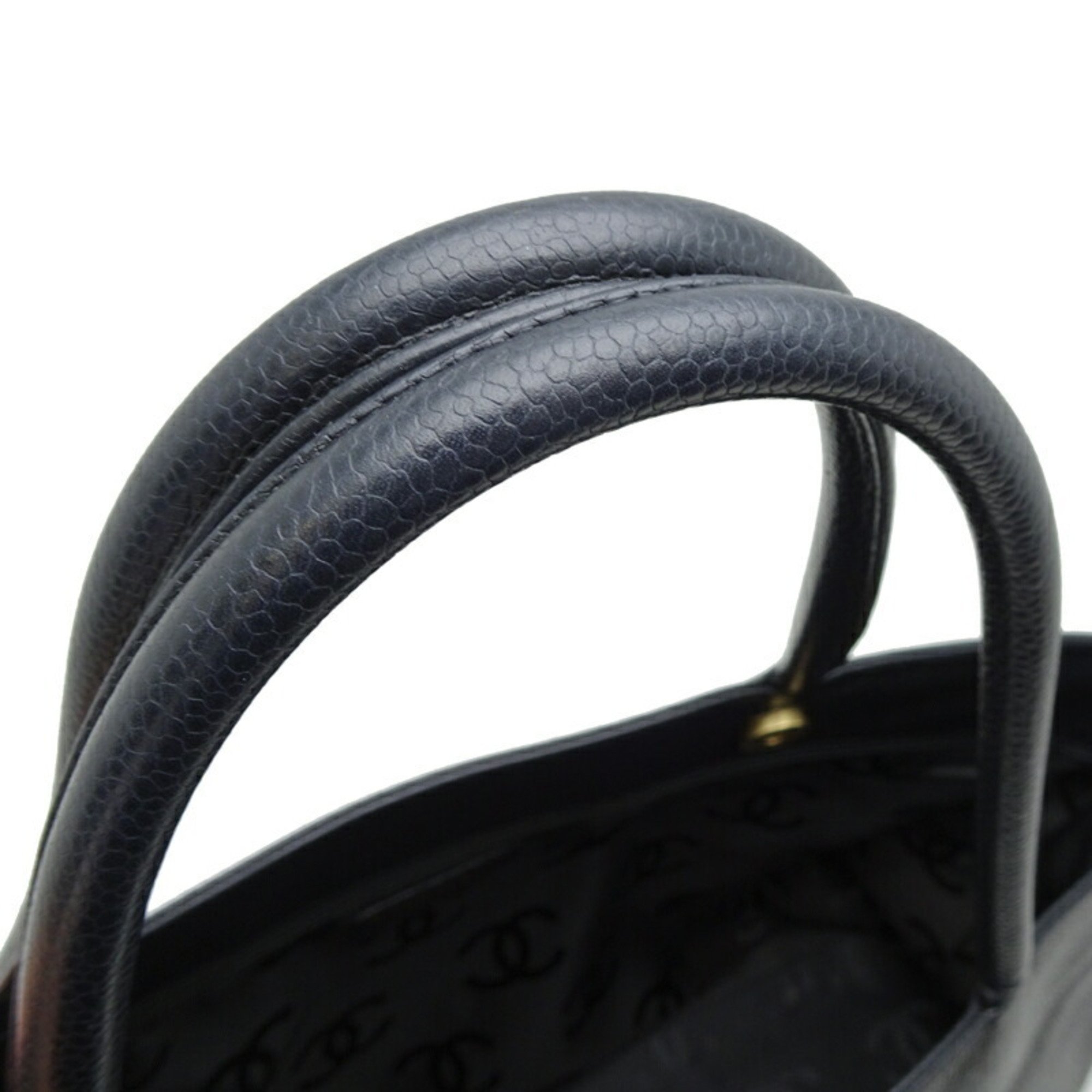 Chanel Coco Mark Tote Women's Shoulder Bag A18004 Caviar Skin Black