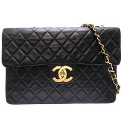 Chanel Seal Deca Matelasse Women's Shoulder Bag Lambskin Black