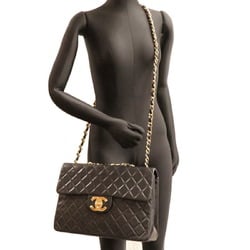 Chanel Seal Deca Matelasse Women's Shoulder Bag Lambskin Black