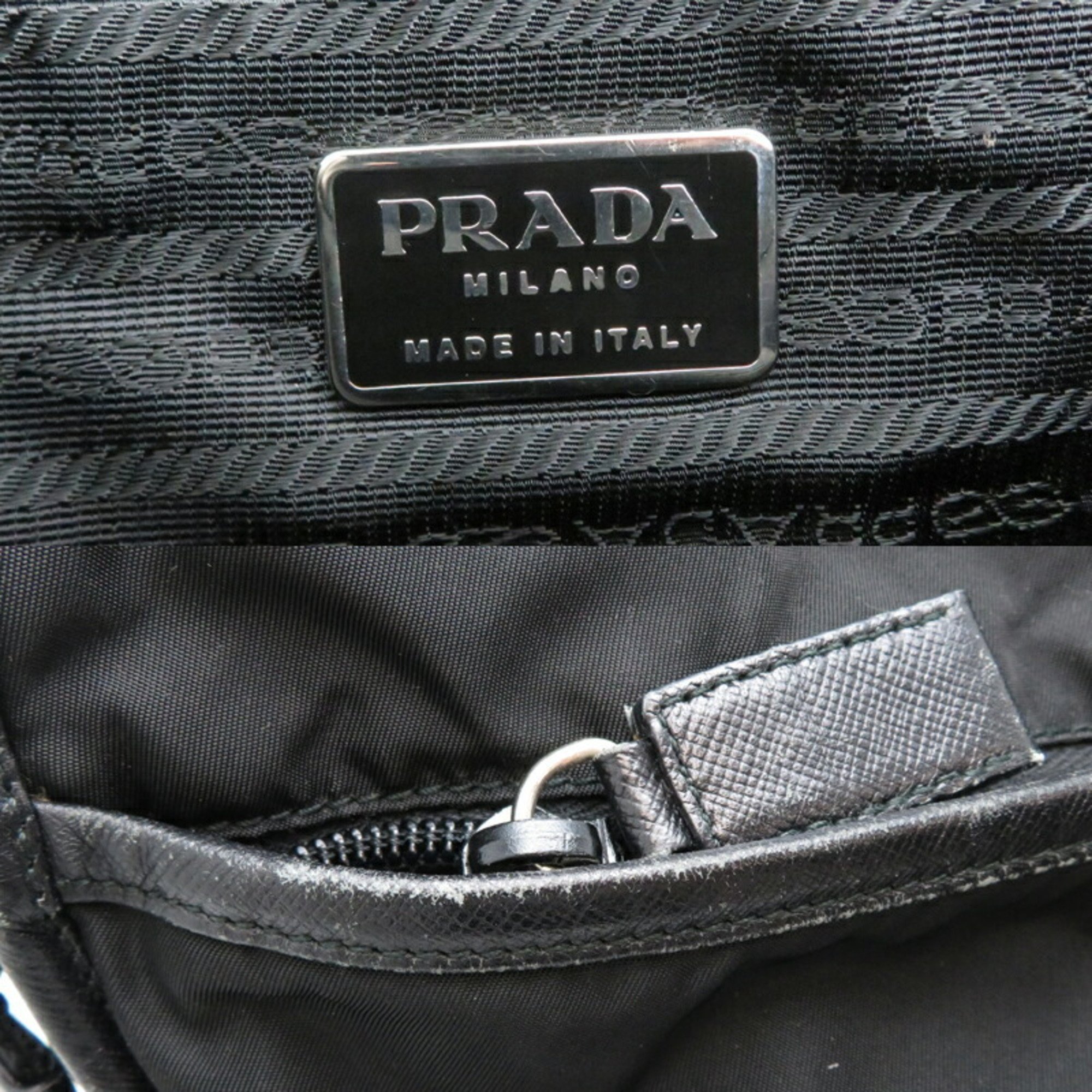 Prada Women's and Men's Shoulder Bag V166 Tessuto Nero (Black)