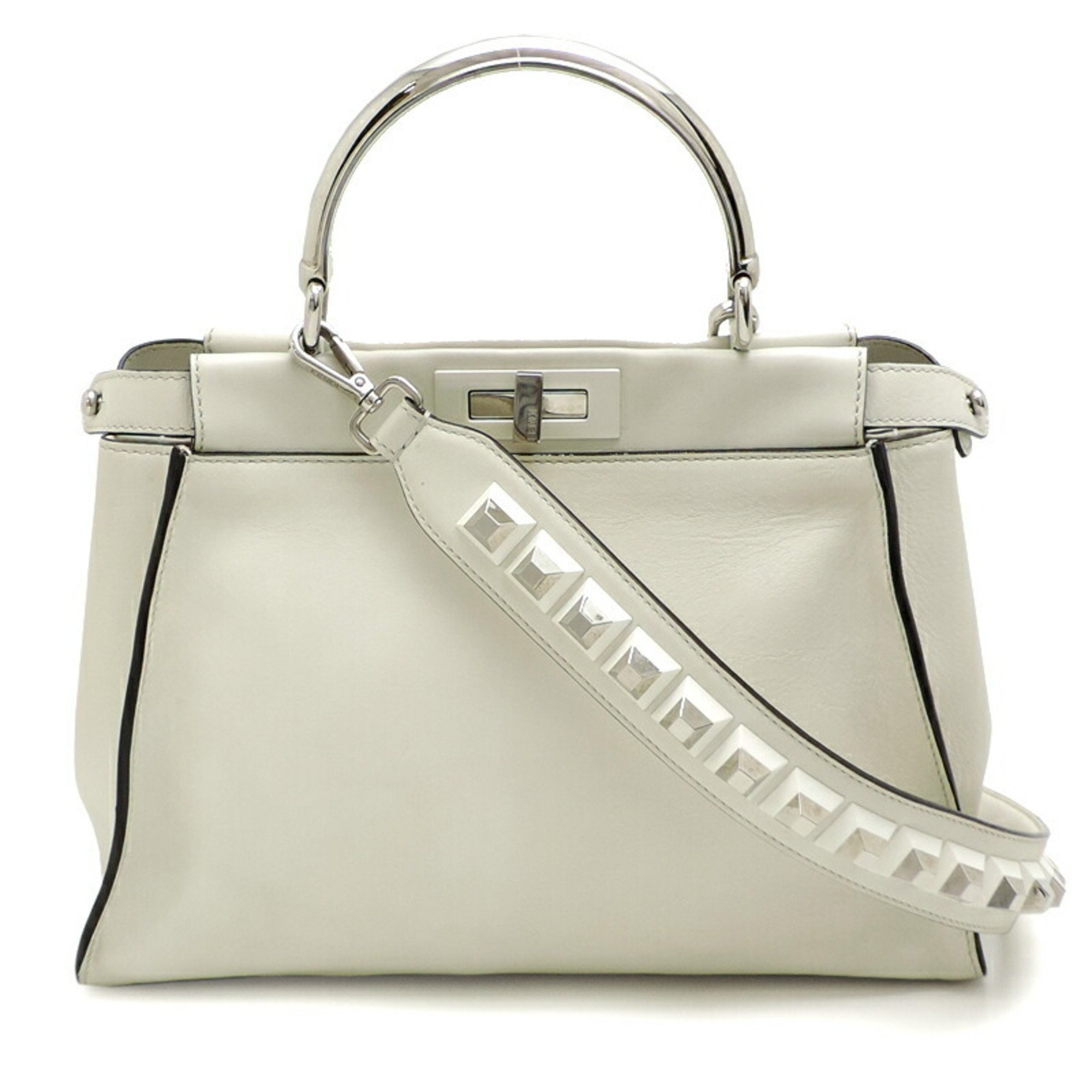 Fendi Peekaboo Medium Women's Handbag 8BN290 Leather White