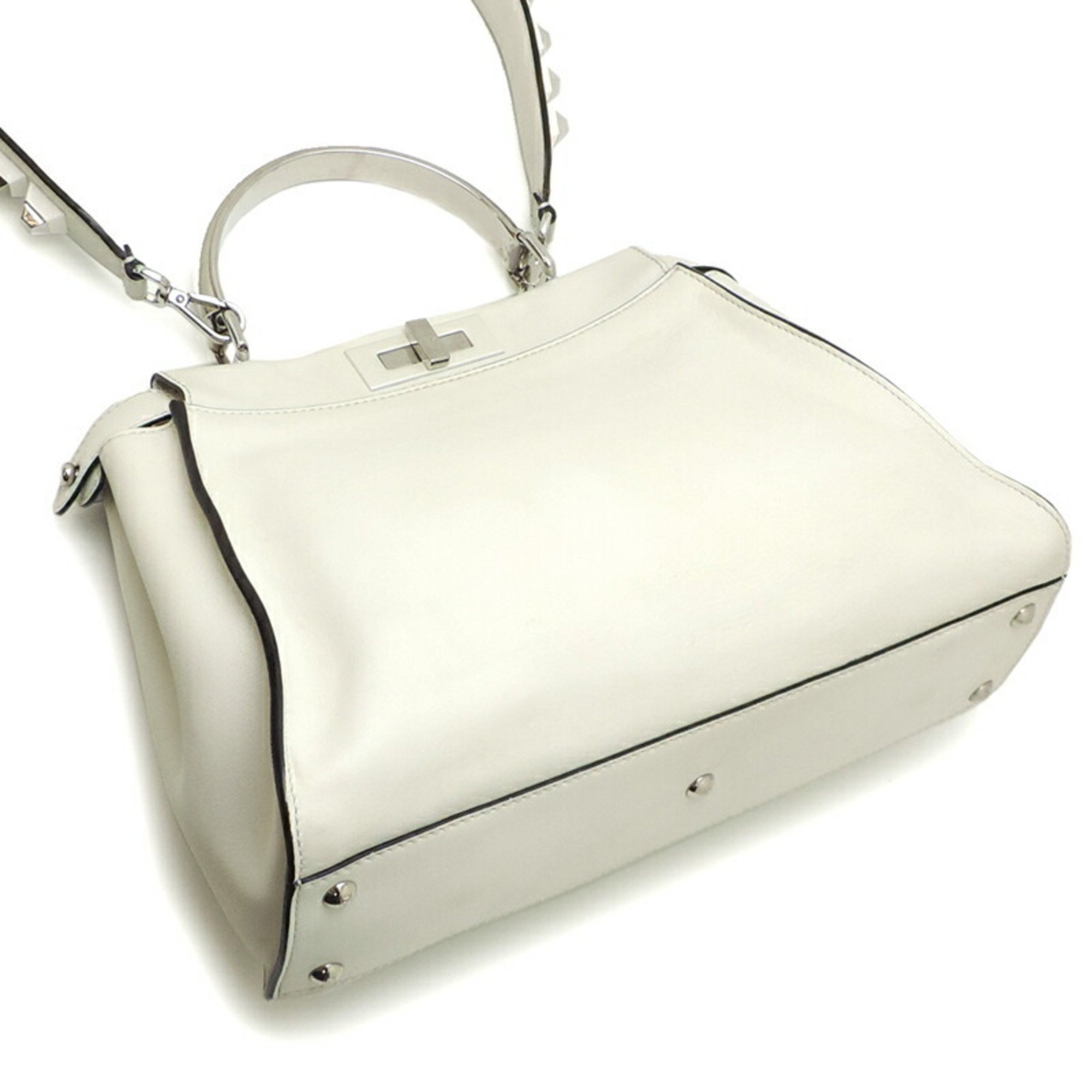 Fendi Peekaboo Medium Women's Handbag 8BN290 Leather White