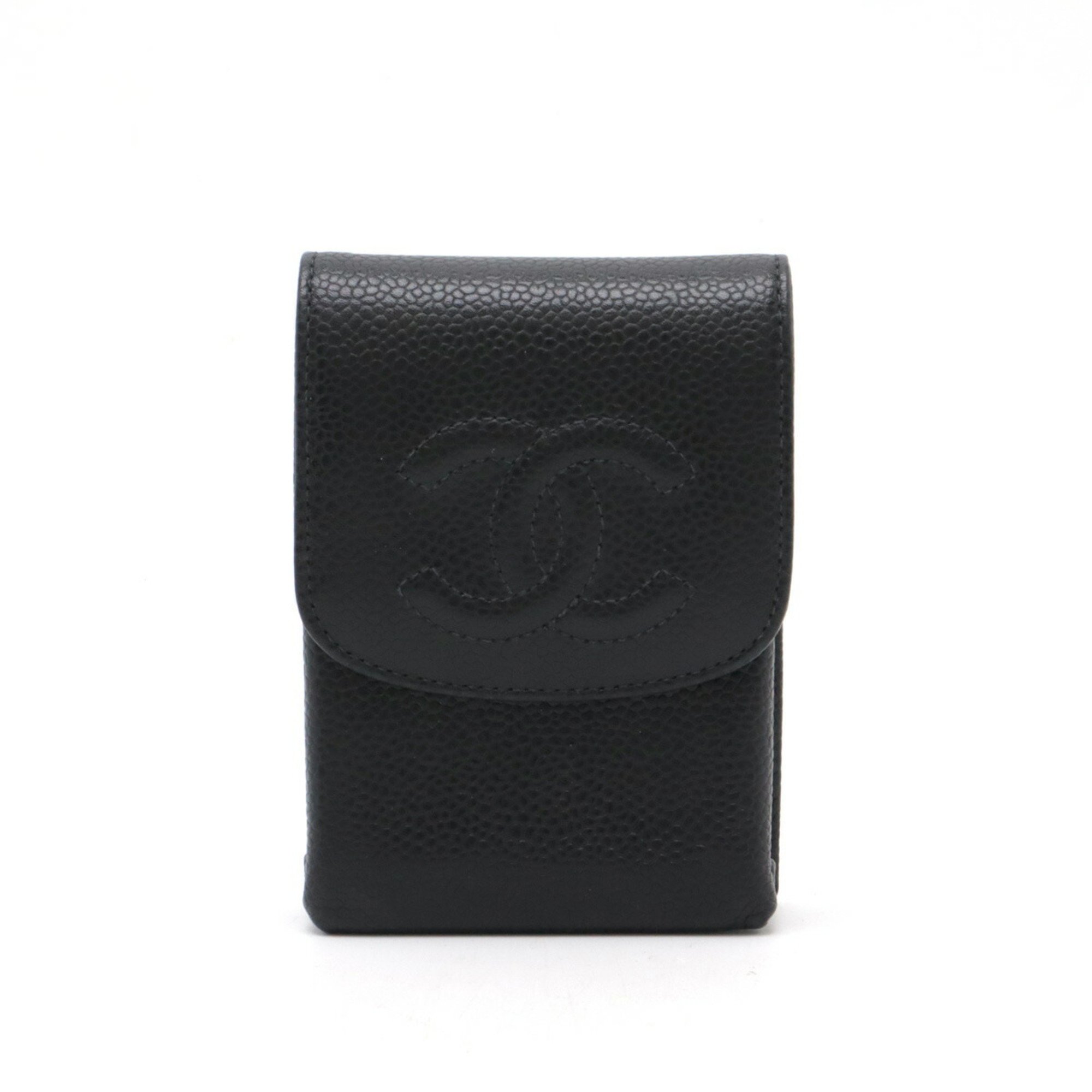 CHANEL Caviar Skin Coco Mark iQOS Case IQOS Cigarette Tobacco Leather Black A13511