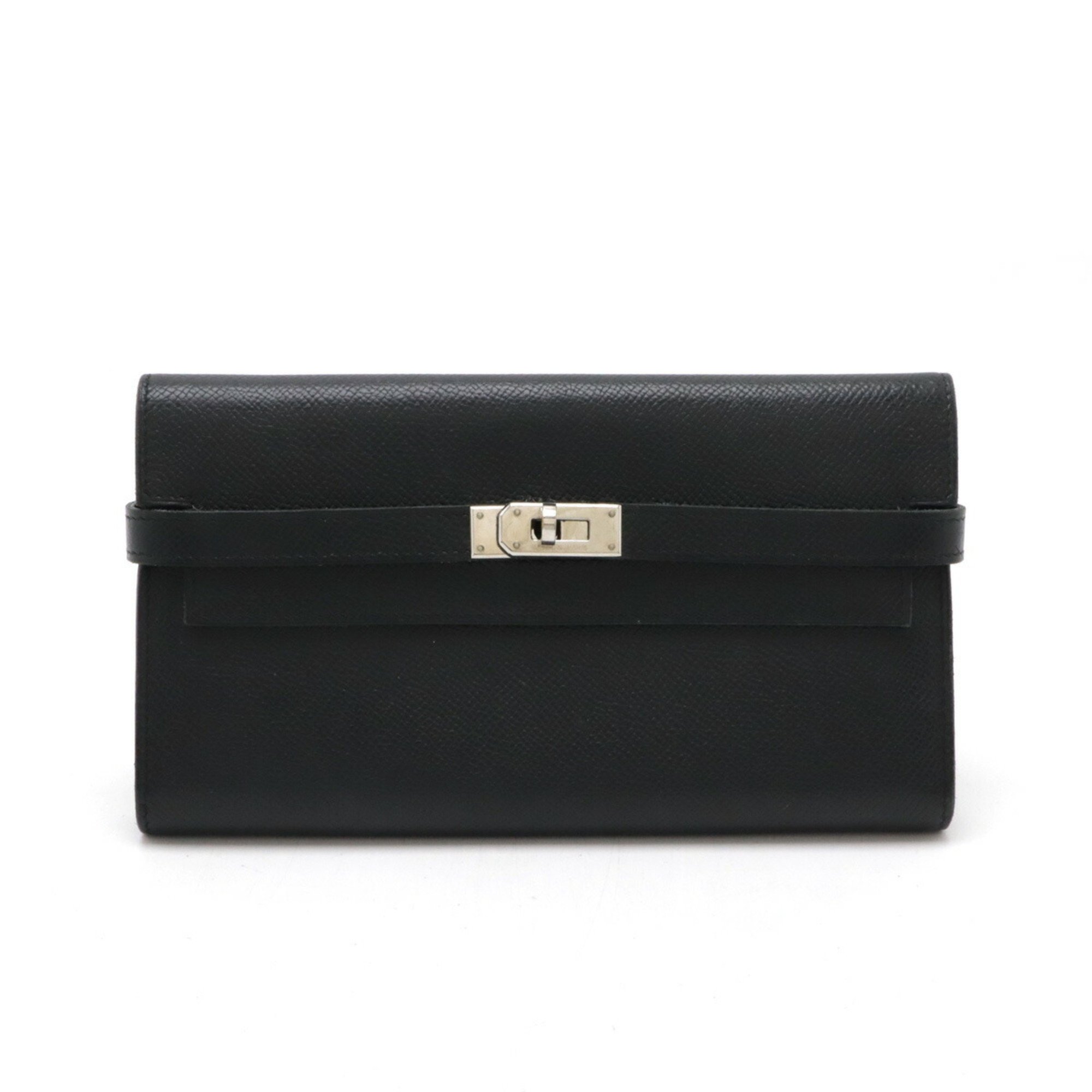 Wallet HERMES Hermes Kelly Long Bi-fold Veau Epsom Leather Black K Stamp