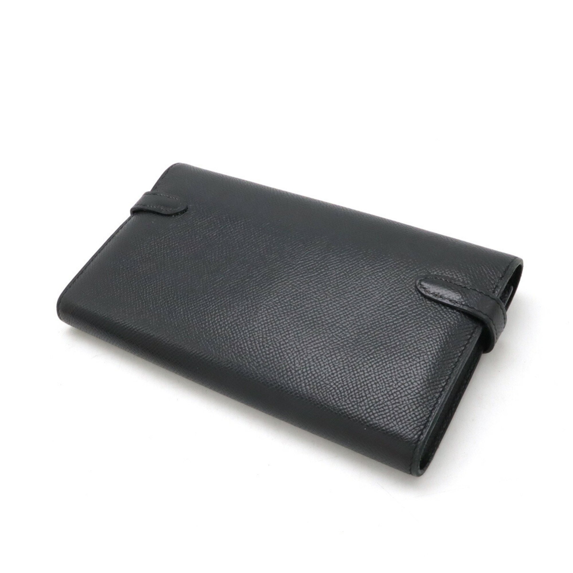 Wallet HERMES Hermes Kelly Long Bi-fold Veau Epsom Leather Black K Stamp