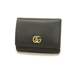 Gucci Tri-fold Wallet GG Marmont 474746 Leather Black Women's