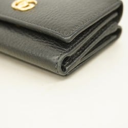 Gucci Tri-fold Wallet GG Marmont 474746 Leather Black Women's