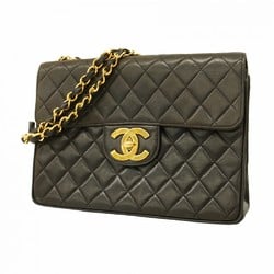 Chanel Shoulder Bag Deca Matelasse Lambskin Black Women's