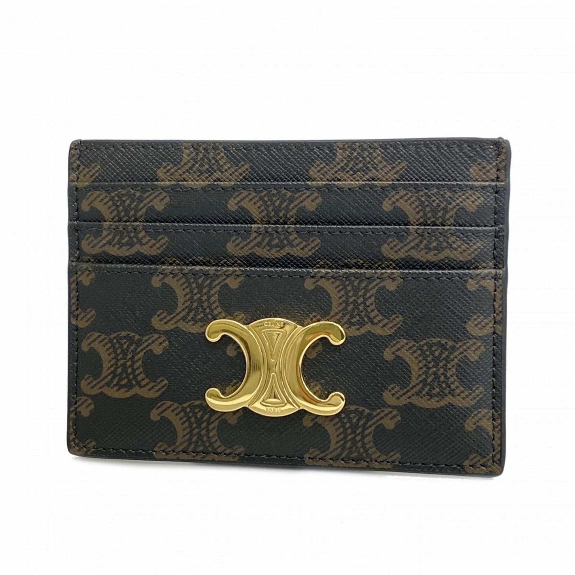 Celine Business Card Holder/Card Case Triomphe Black Women's