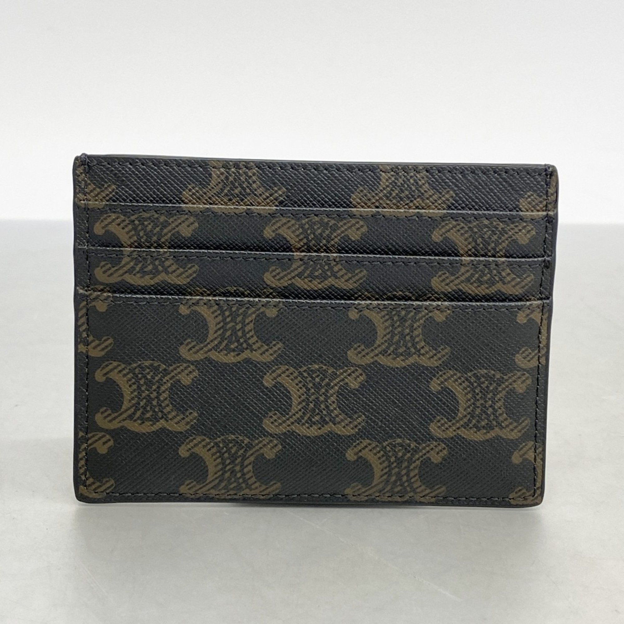 Celine Business Card Holder/Card Case Triomphe Black Women's