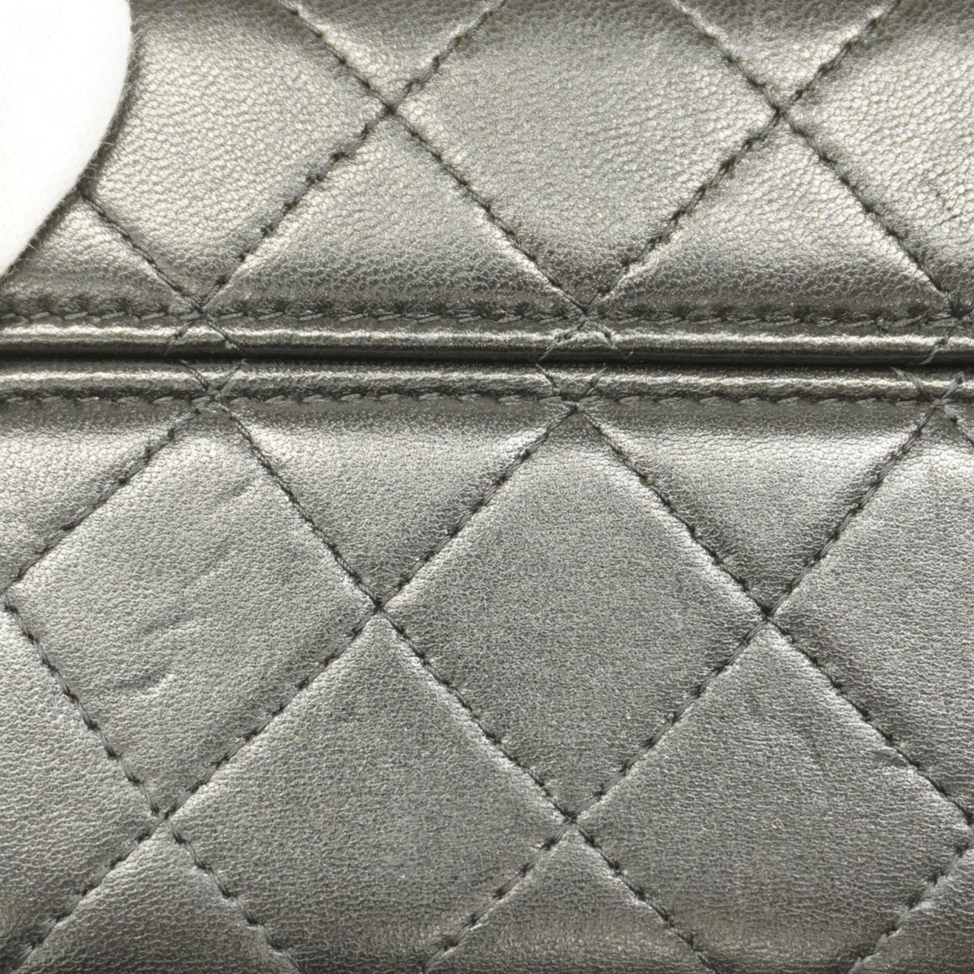 Chanel Shoulder Bag Matelasse Lambskin Black Champagne Ladies