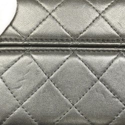 Chanel Shoulder Bag Matelasse Lambskin Black Champagne Ladies