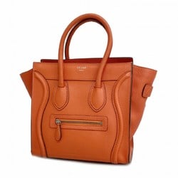 Celine handbag language micro leather red orange ladies