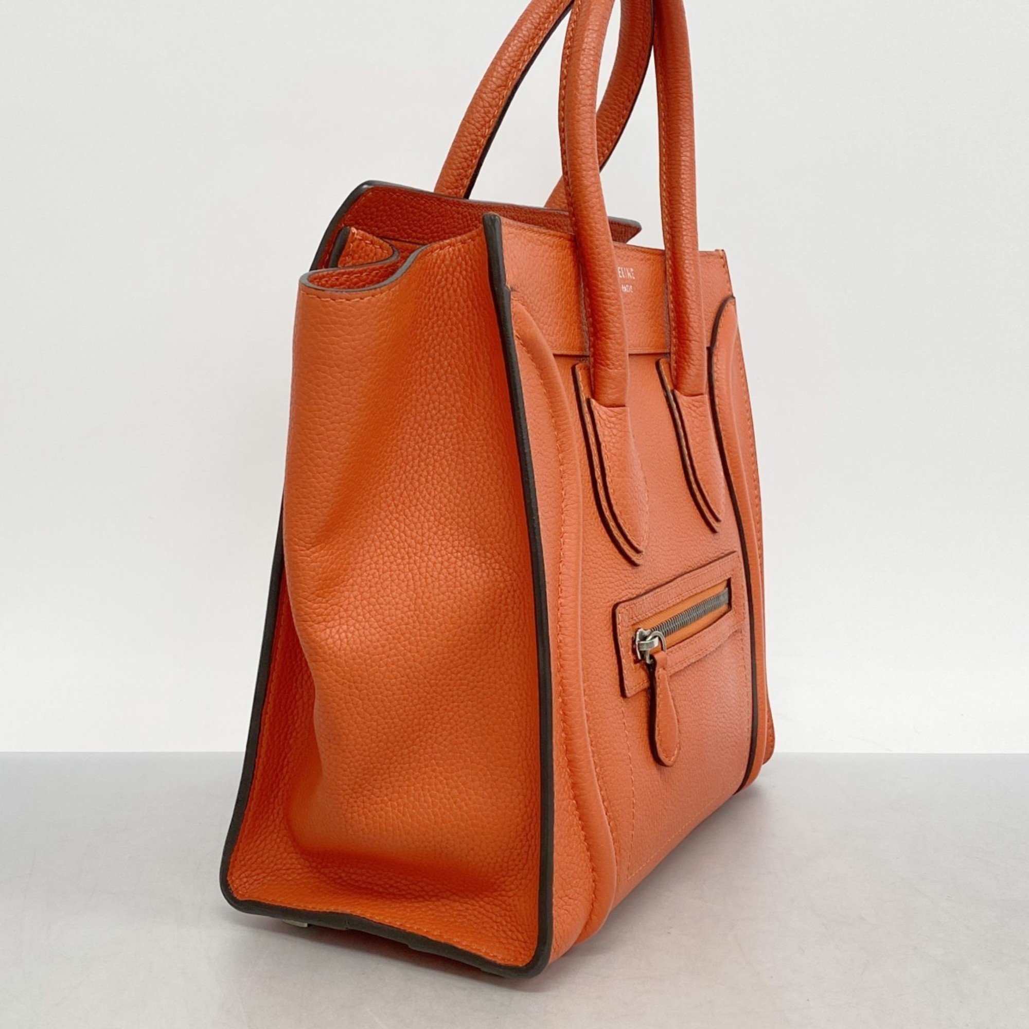 Celine handbag language micro leather red orange ladies