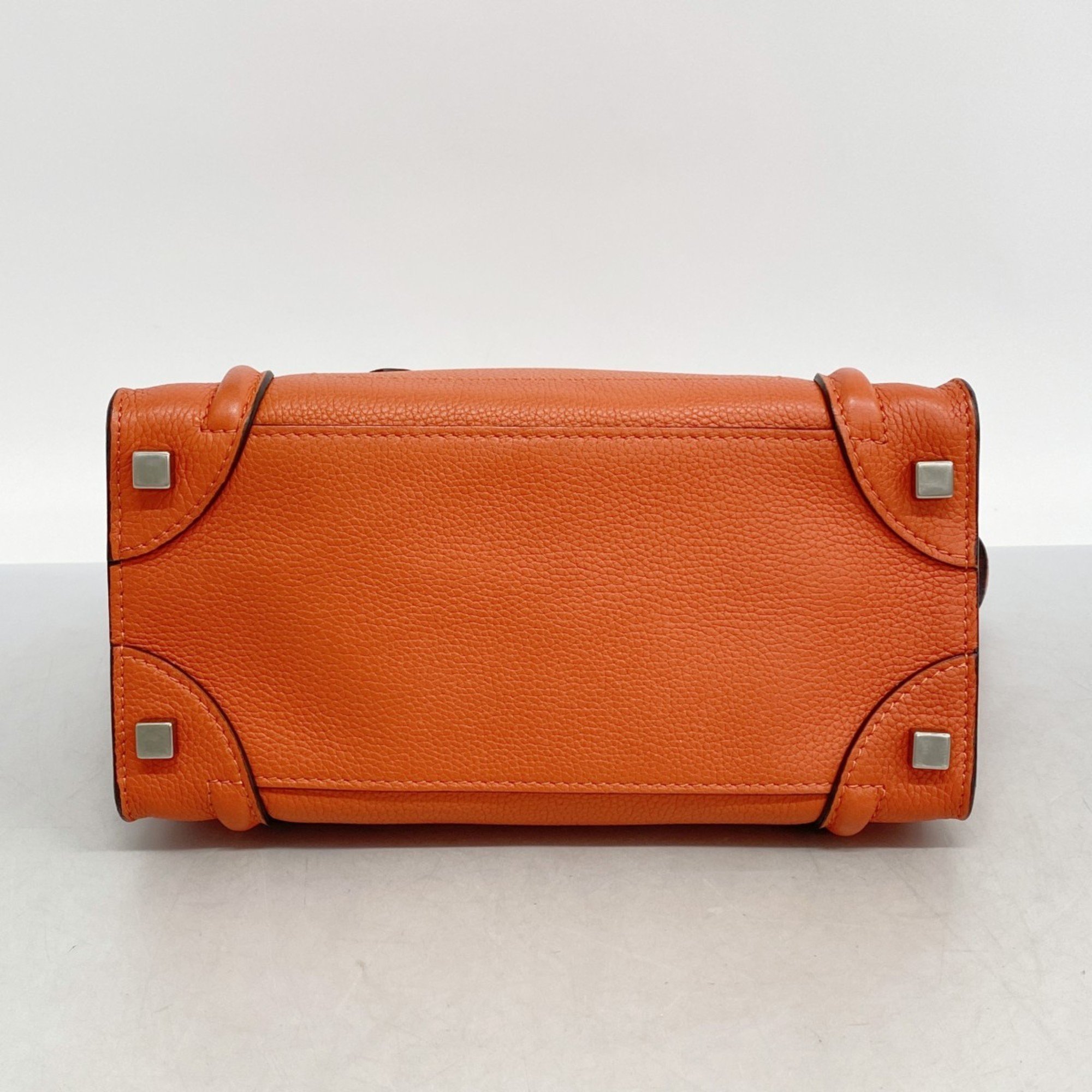 Celine handbag language micro leather red orange ladies