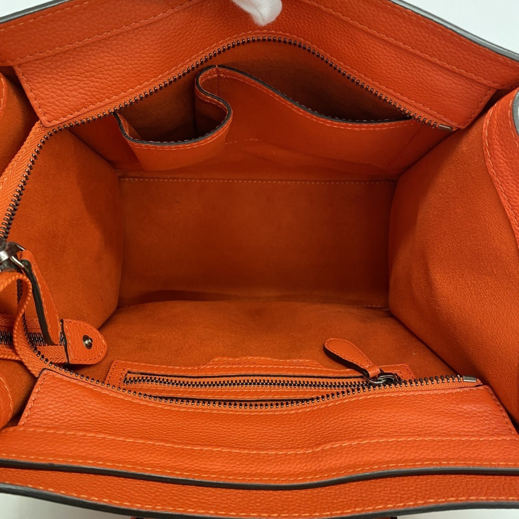 Celine handbag language micro leather red orange ladies