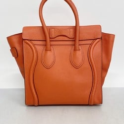 Celine handbag language micro leather red orange ladies