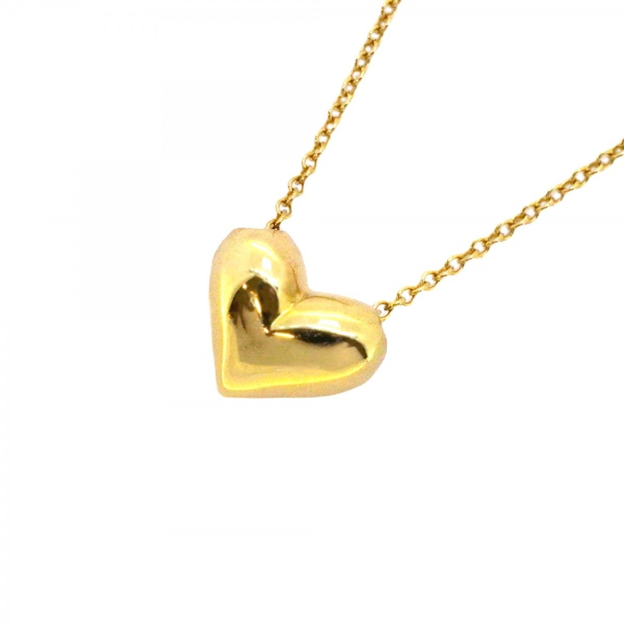 Tiffany Necklace Pinched Heart K18YG Yellow Gold Ladies