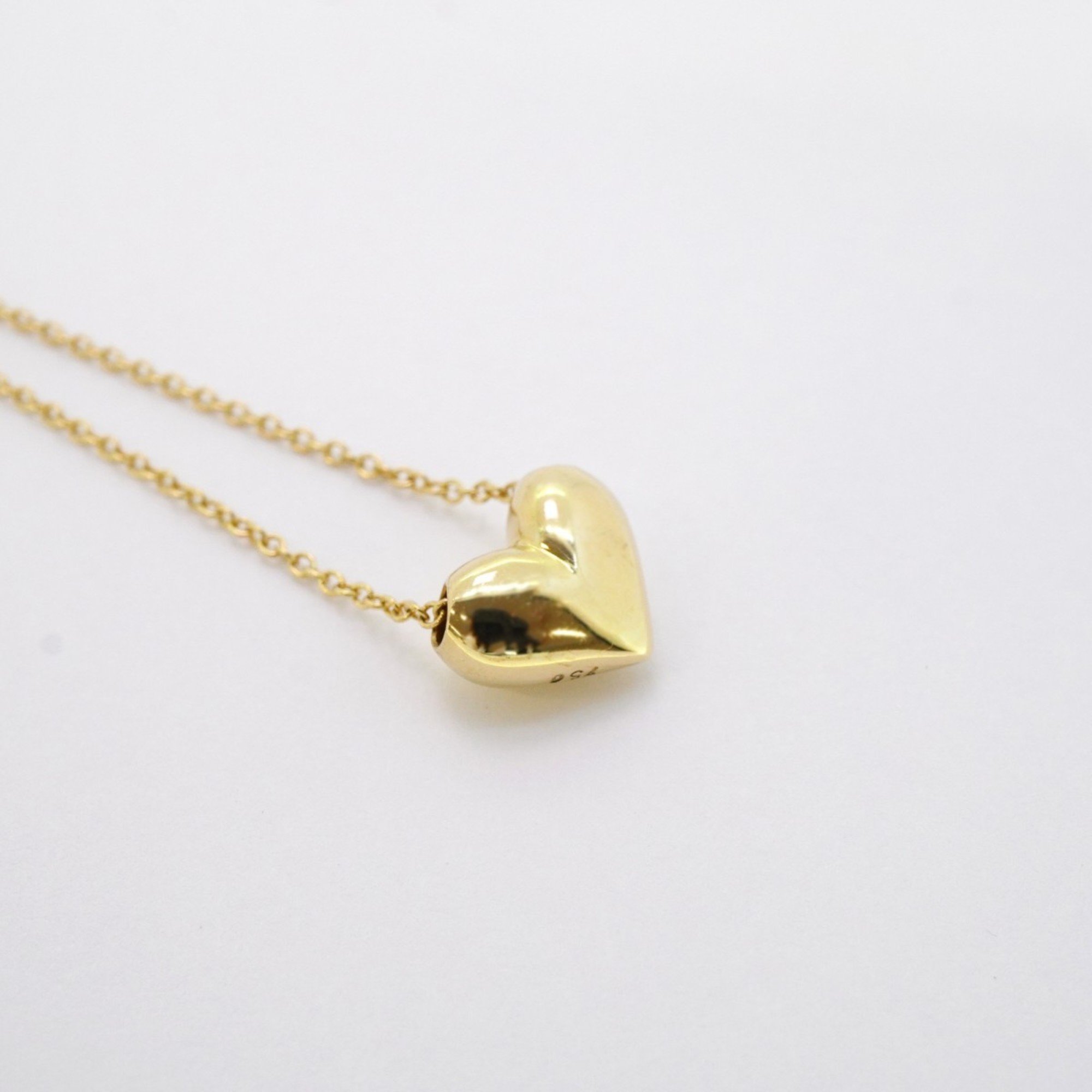 Tiffany Necklace Pinched Heart K18YG Yellow Gold Ladies