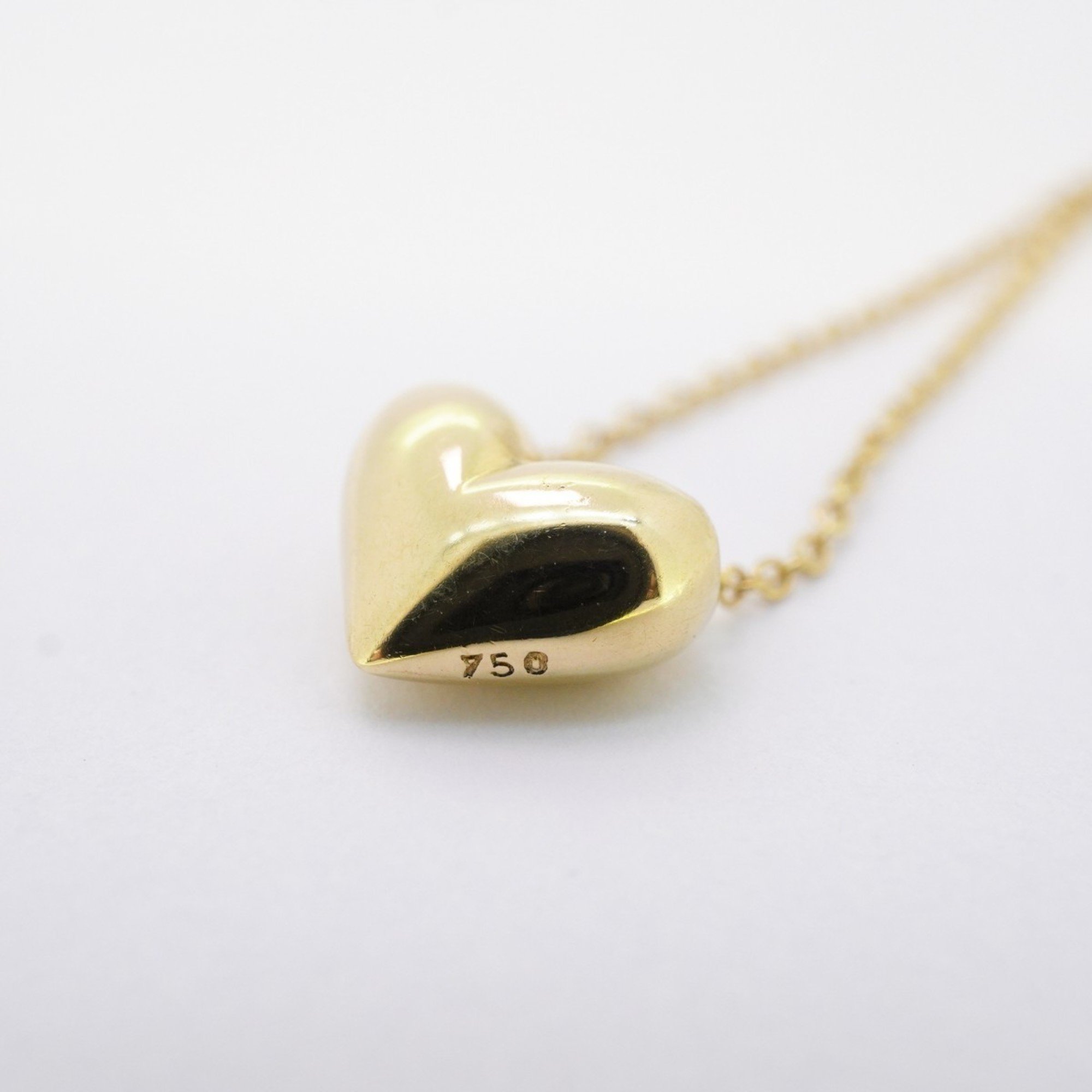 Tiffany Necklace Pinched Heart K18YG Yellow Gold Ladies