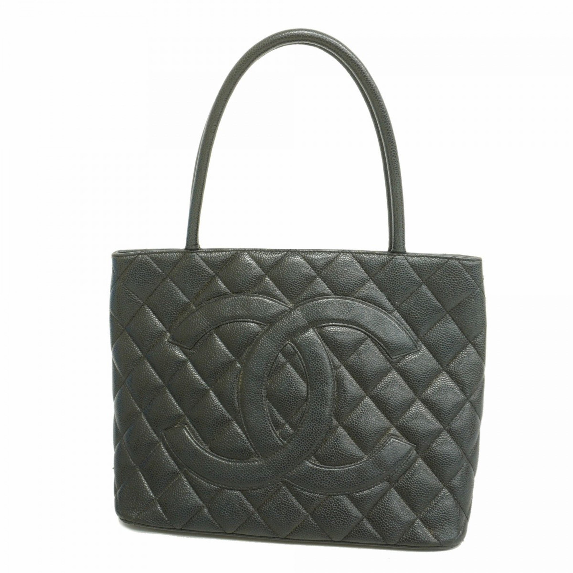 Chanel Tote Bag Reproduction Caviar Skin Black Women's