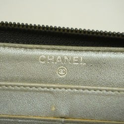 Chanel Long Wallet Camellia Leather Black Women's