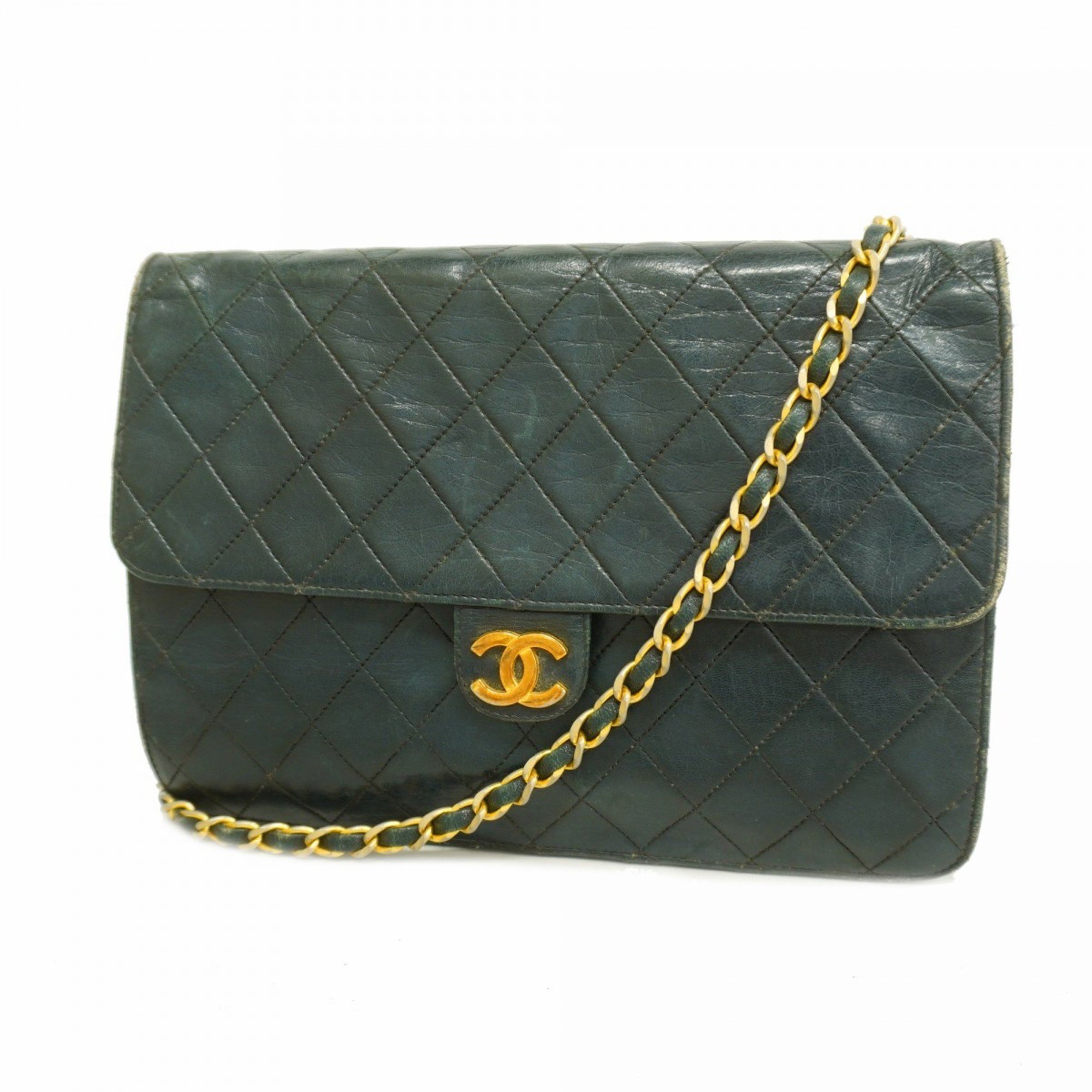 Chanel Shoulder Bag Matelasse Lambskin Black Women's