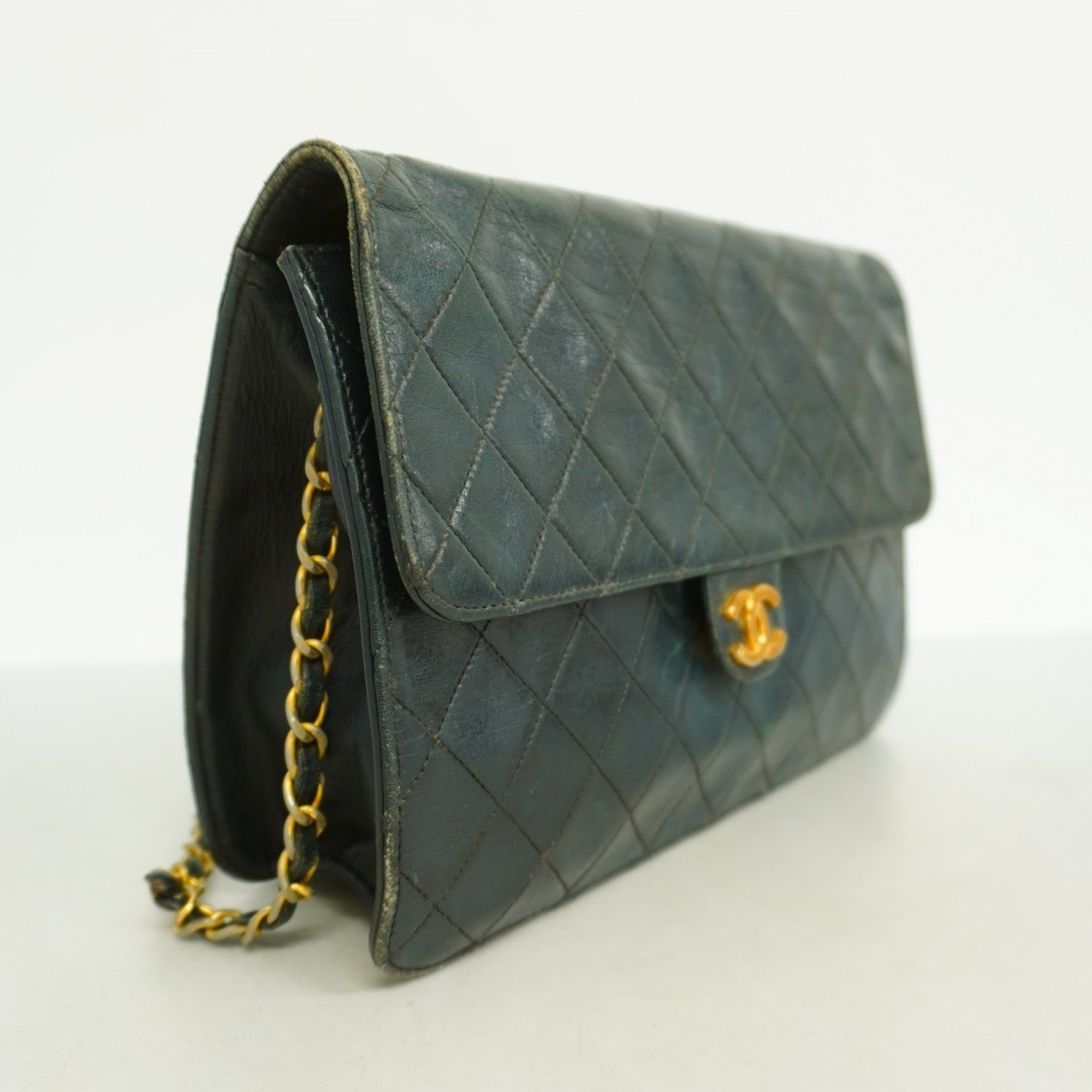 Chanel Shoulder Bag Matelasse Lambskin Black Women's