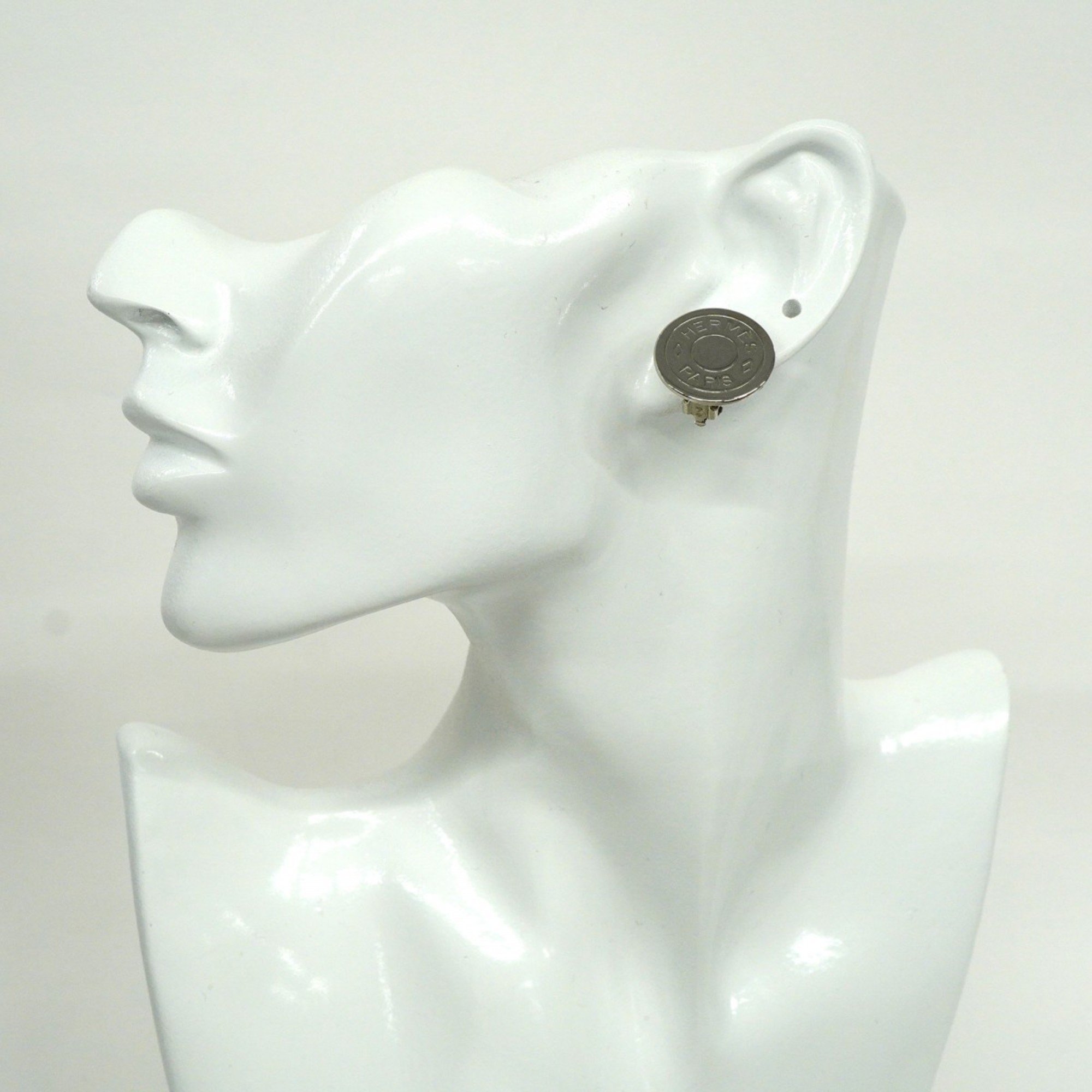 Hermes Earrings Serie Metal Silver Ladies