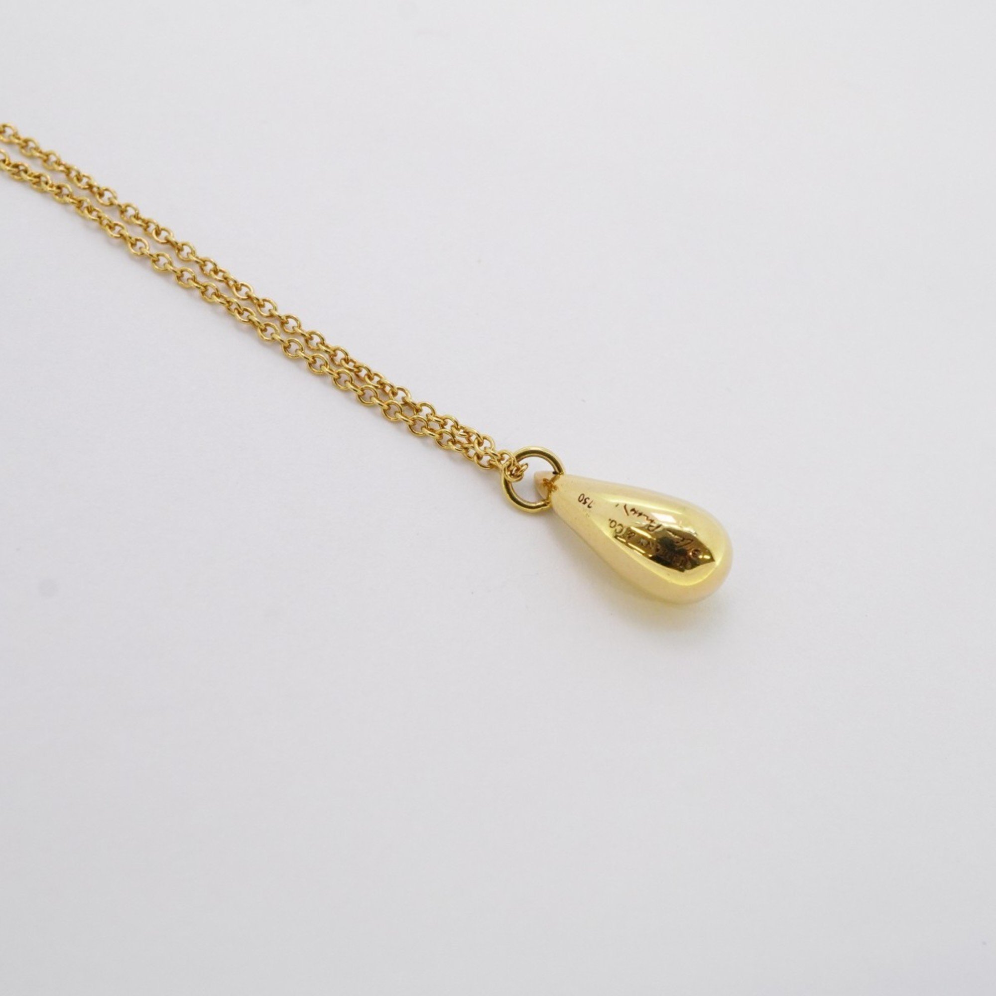 Tiffany Necklace Teardrop K18YG Yellow Gold Ladies