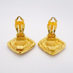 Chanel Earrings Coco Mark Diamond Shape GP Plated Gold Ladies