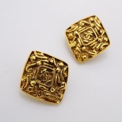 Chanel Earrings Coco Mark Diamond Shape GP Plated Gold Ladies