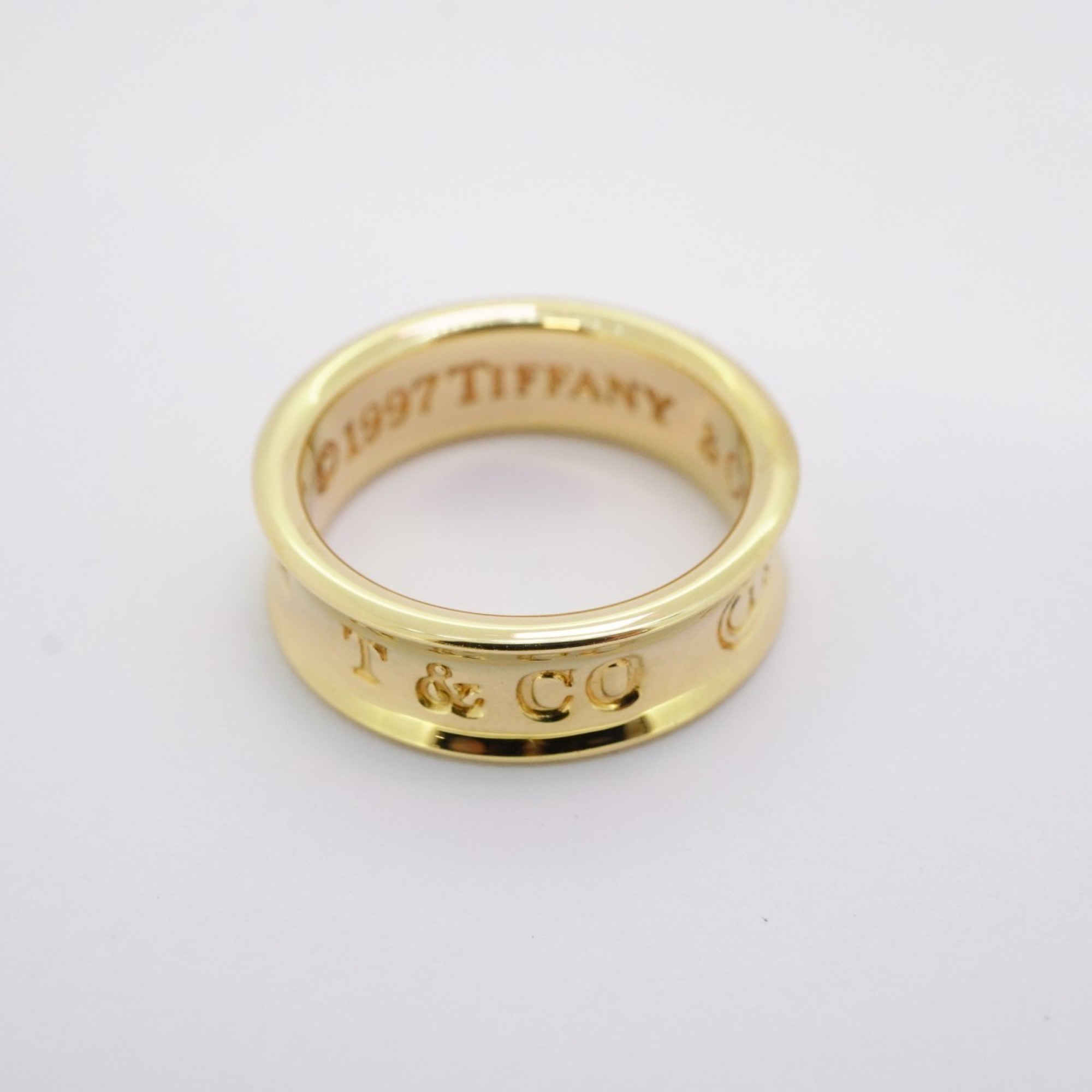 Tiffany Ring Narrow K18YG Yellow Gold Size 10 Ladies