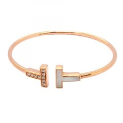 Tiffany Bangle T Wire Diamond K18PG Pink Gold Shell Ladies