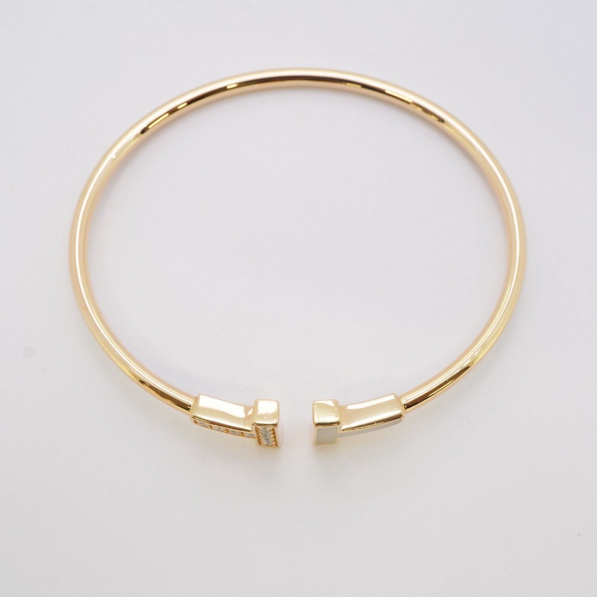 Tiffany Bangle T Wire Diamond K18PG Pink Gold Shell Ladies