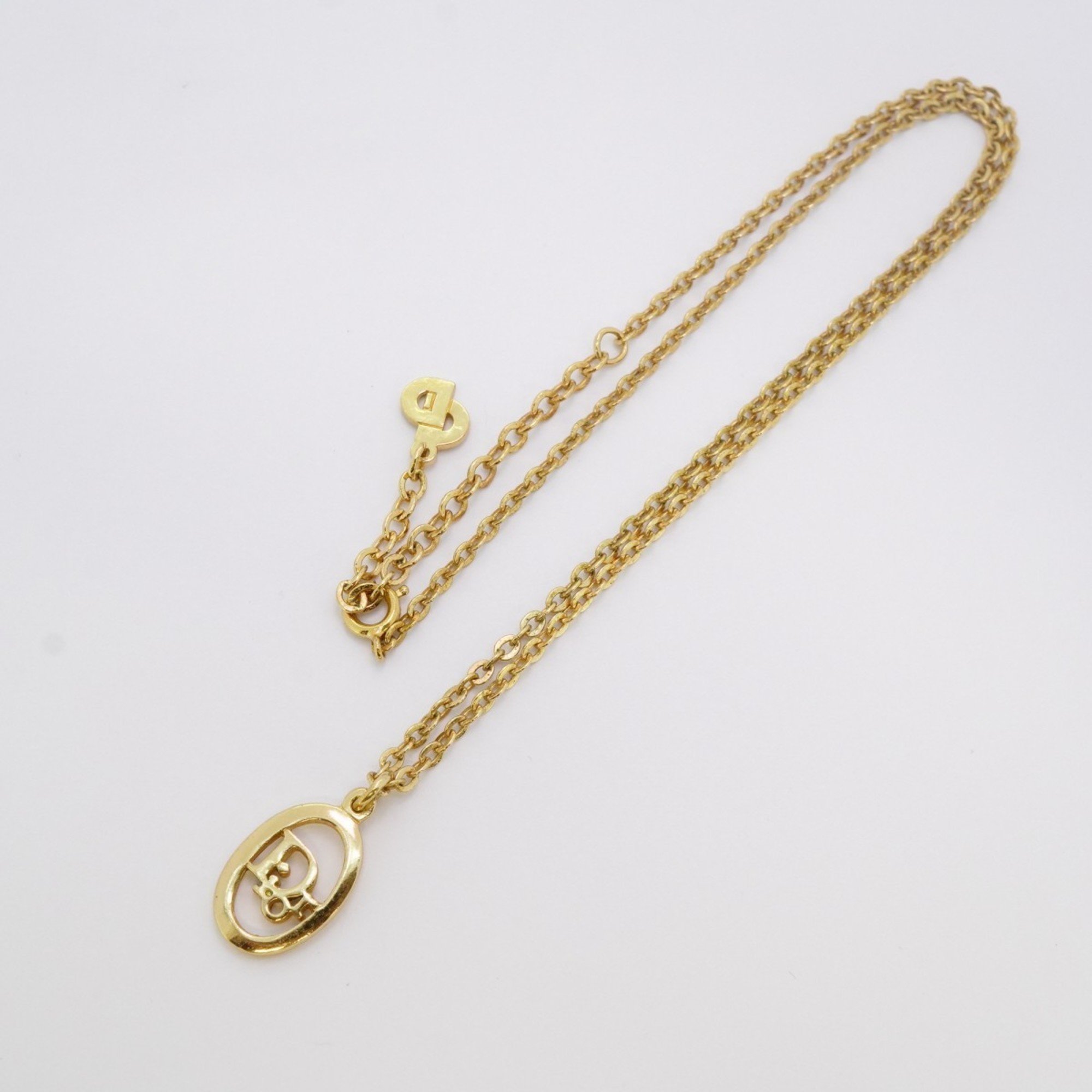 Christian Dior Necklace Oval GP Plated Gold Ladies