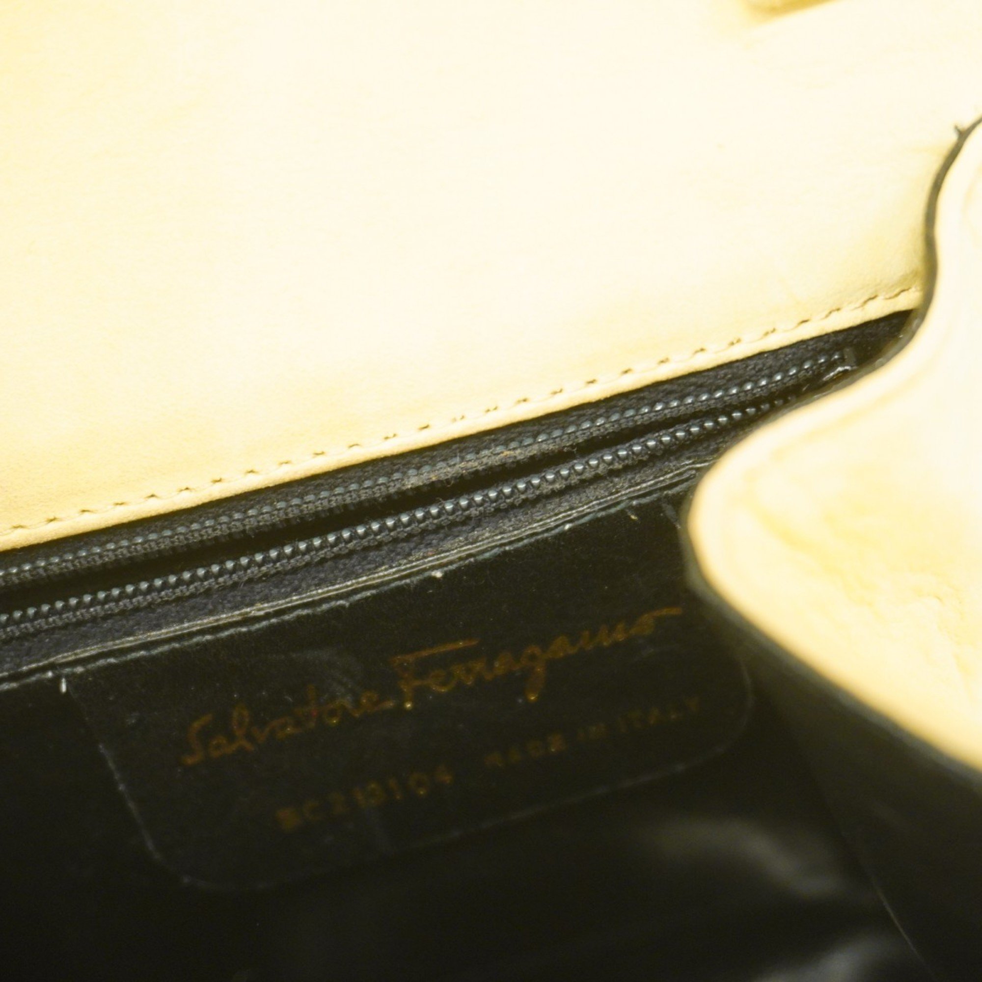 Salvatore Ferragamo handbag Vara suede beige black ladies