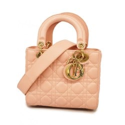 Christian Dior Handbag Cannage Lady Leather Pink Champagne Ladies