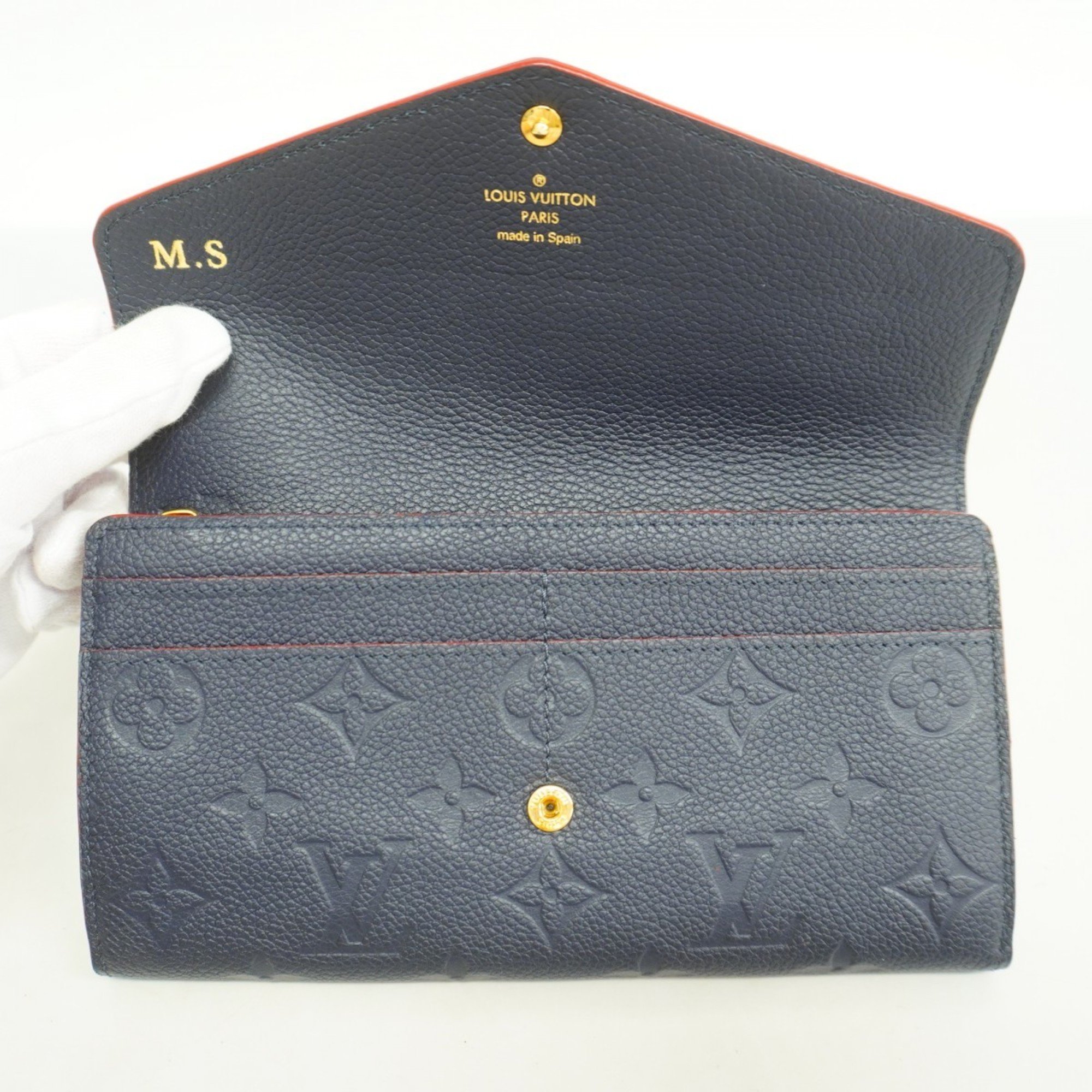 Louis Vuitton Long Wallet Monogram Empreinte Portefeuille Sarah M62125 Marine Rouge Ladies