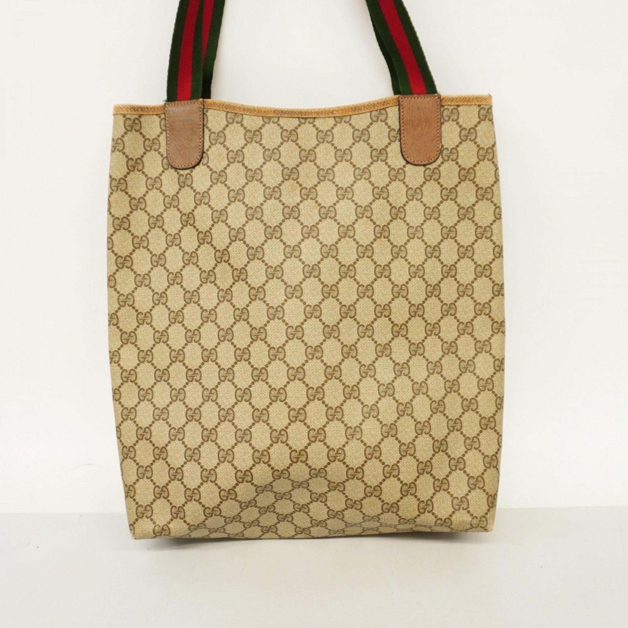 Gucci Tote Bag GG Supreme Sherry Line 39 02 003 Brown Green Red Women's