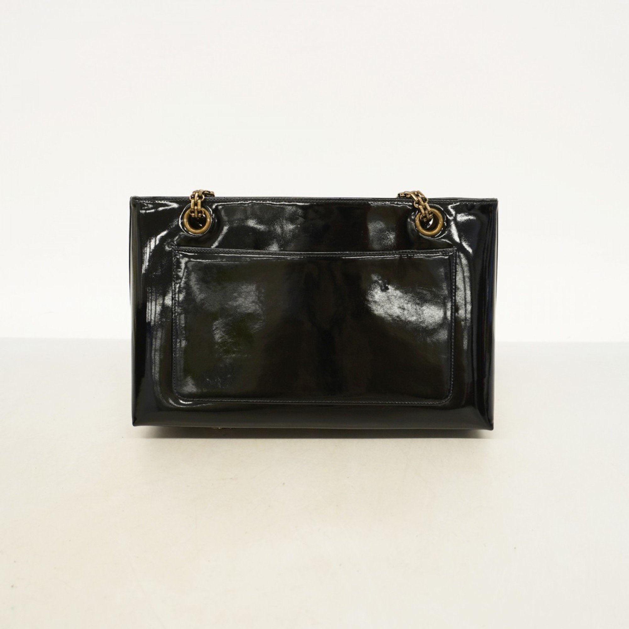 Chanel Shoulder Bag Patent Leather Black Women's