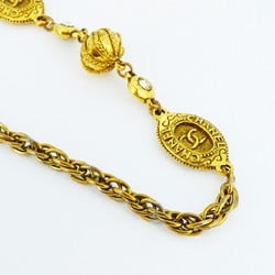 Chanel Necklace Coco Mark Oval Rhinestone GP Plated Gold Ladies