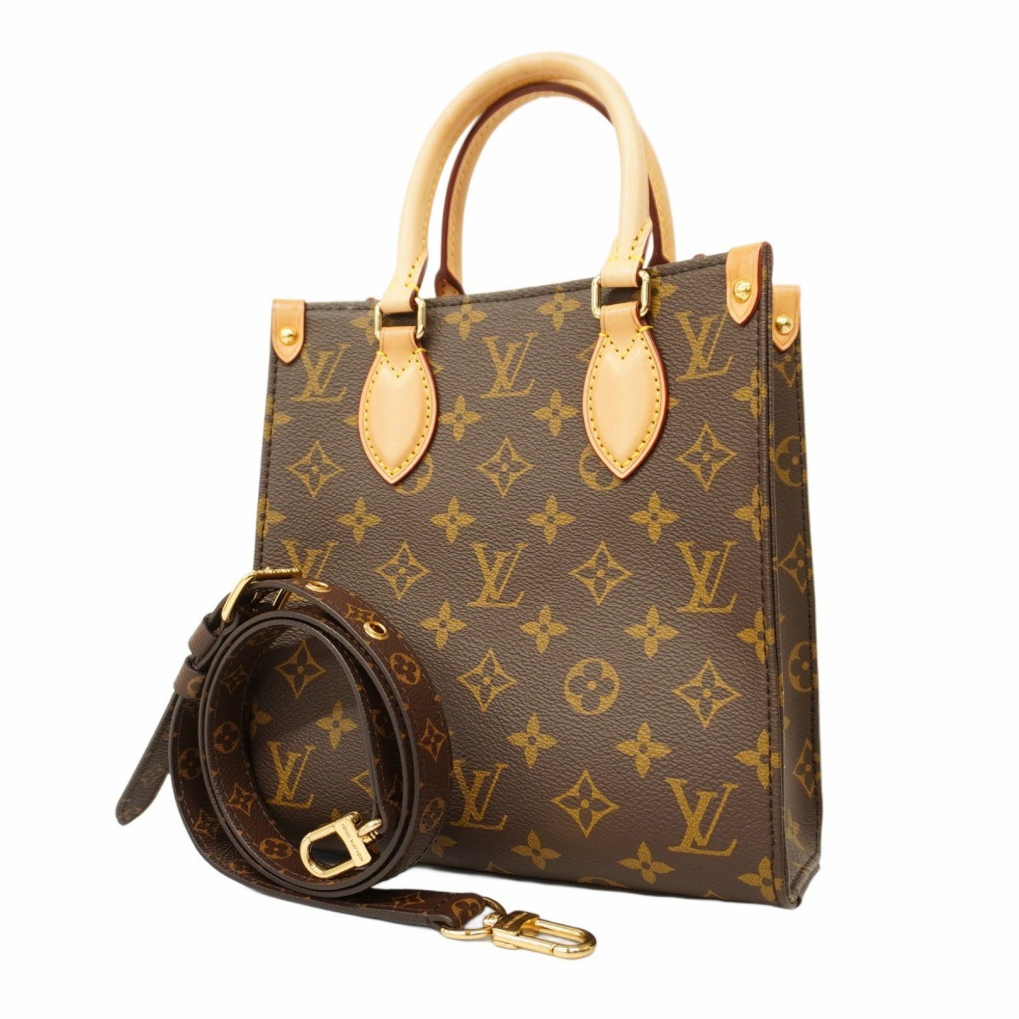 Louis Vuitton Handbag Monogram Sac Plat BB M46265 Brown Ladies