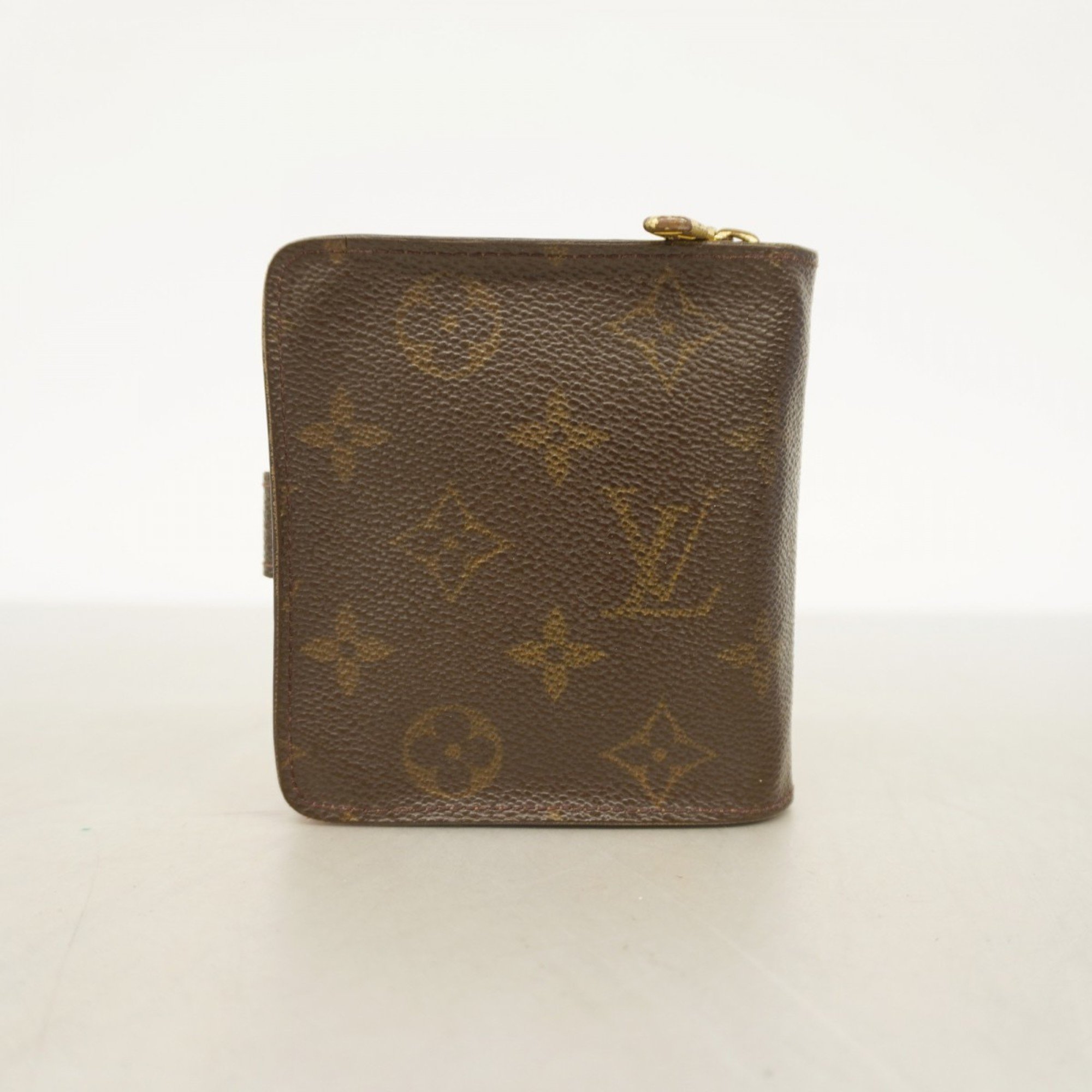 Louis Vuitton Wallet Monogram Compact Zip M61667 Brown Men's Women's