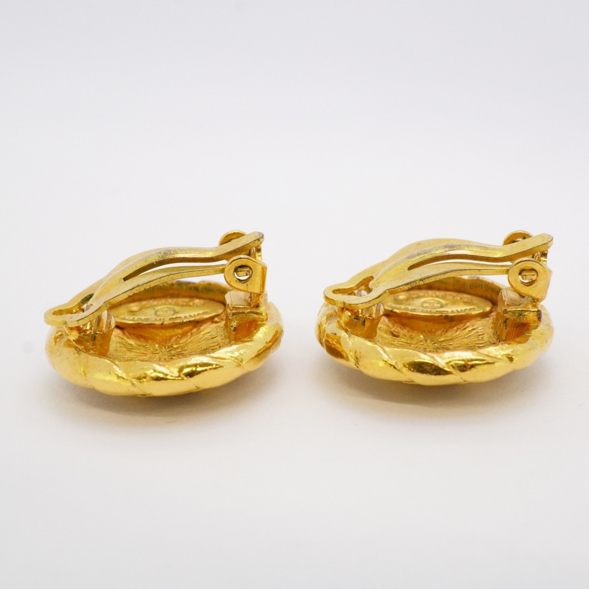 Chanel Earrings Coco Mark Circle GP Plated Gold Ladies