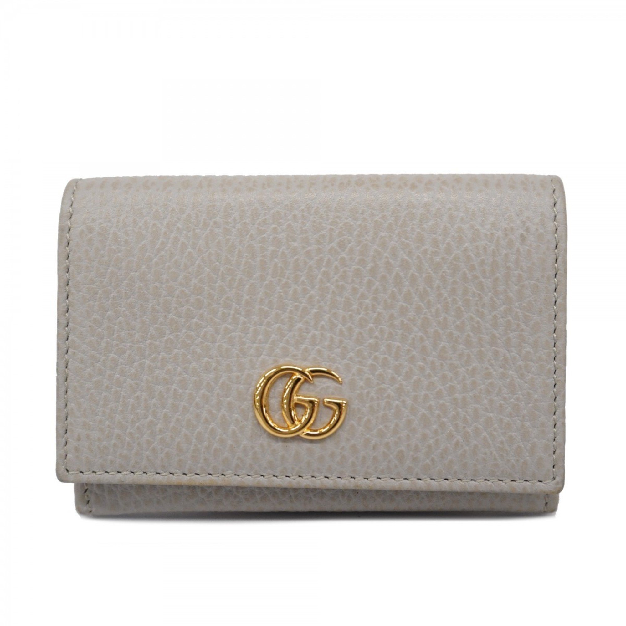 Gucci Business Card Holder GG Marmont 739525 Leather Grey Women's