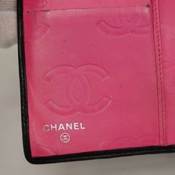 Chanel Long Wallet Cambon Lambskin Patent Leather Black Women's