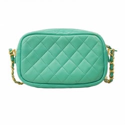 Chanel Shoulder Bag Matelasse Lambskin Mint Green Women's