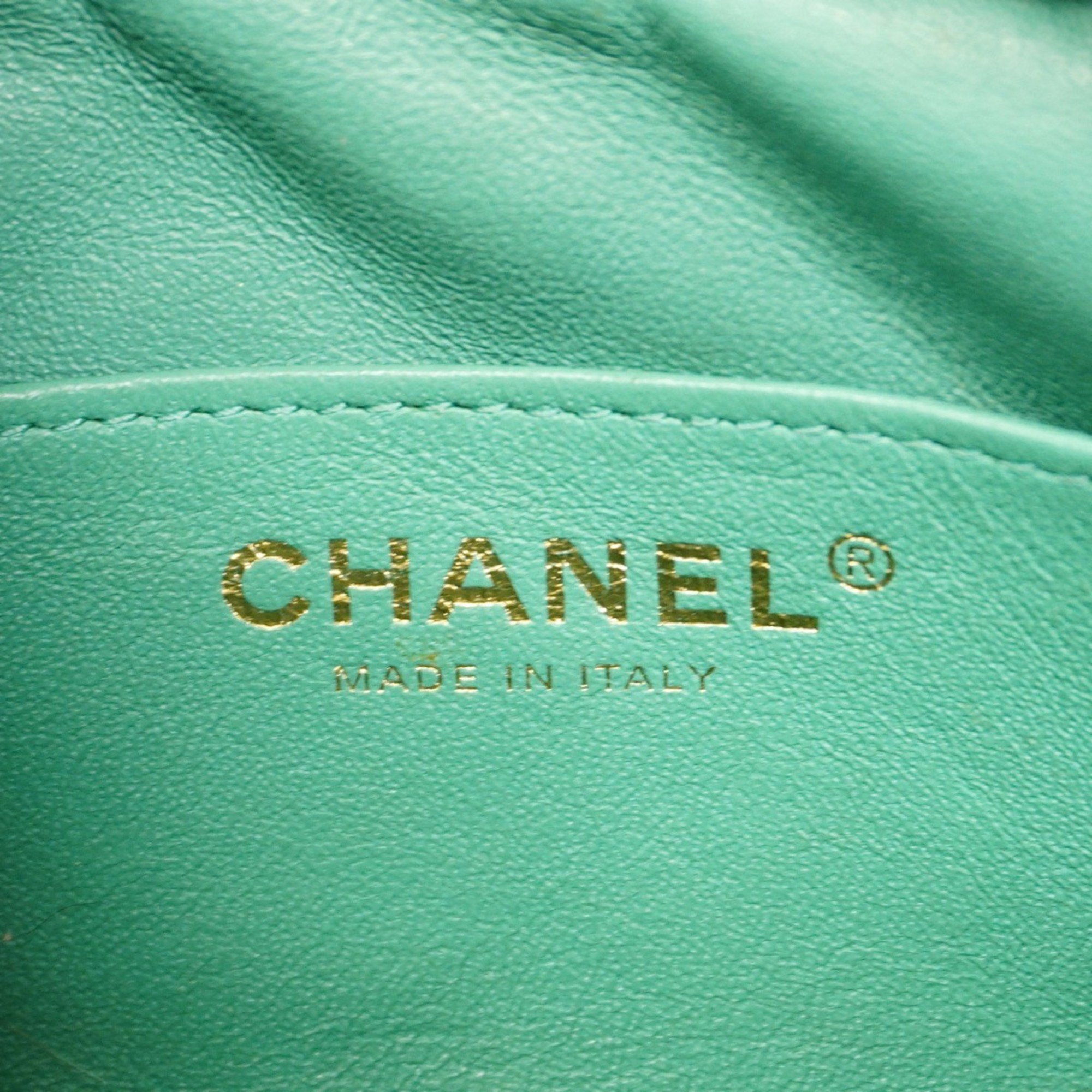 Chanel Shoulder Bag Matelasse Lambskin Mint Green Women's